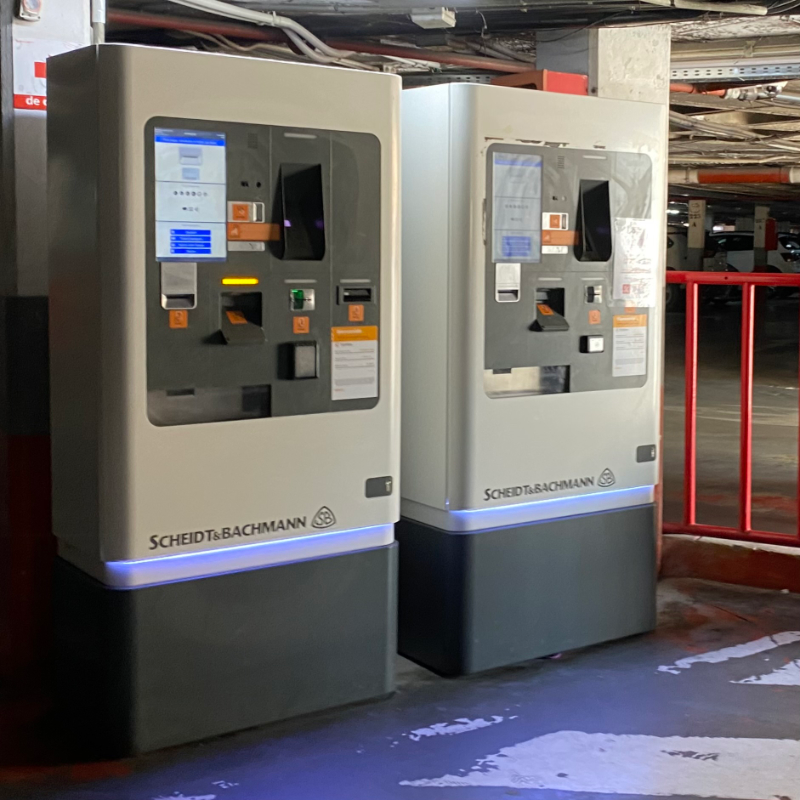 The pay machines in the car-park